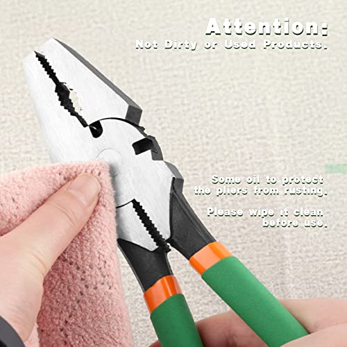 10 Inches Fencing Pliers With Wire Cutters - Heavy-Duty Multi-Purpose Flat Nose Fence Tool for Installing, Maintaining, and Repairing Wire Fences - style: 10" Fencing Pliers(Green)