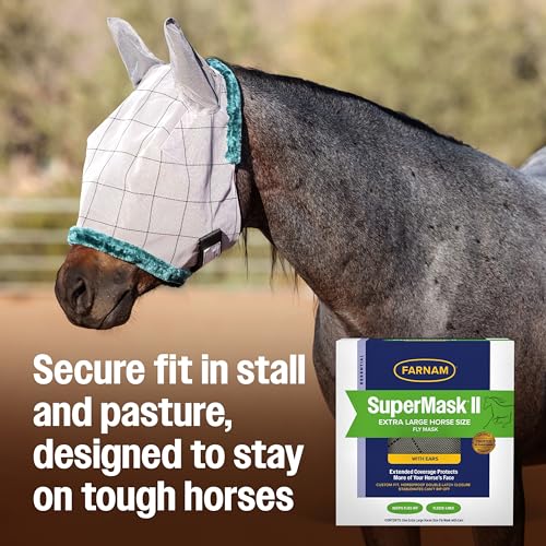 Farnam SuperMask II Horse Fly Mask Basic, Protects Eyes, Large Size - size: Large Horse