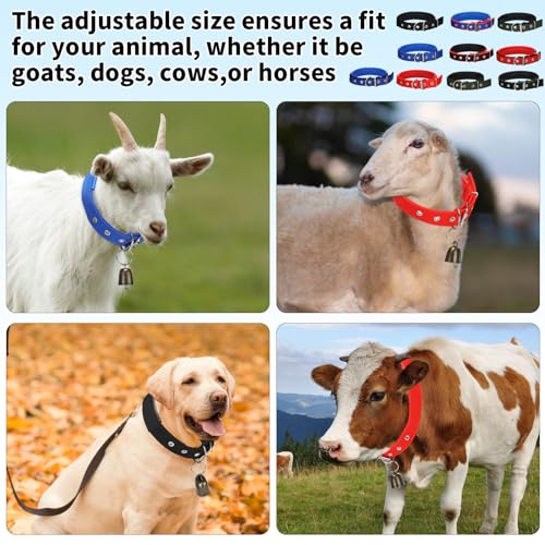 10 Sets Adjustable Small Goat Collars with Bells Cow Horse Sheep Copper Bronze Bells Pet Collar Goat Supplies for Farm Animal Accessories