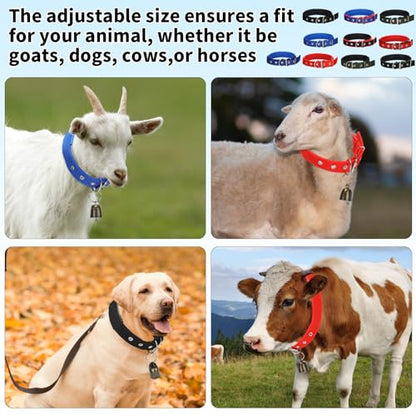 10 Sets Adjustable Small Goat Collars with Bells Cow Horse Sheep Copper Bronze Bells Pet Collar Goat Supplies for Farm Animal Accessories