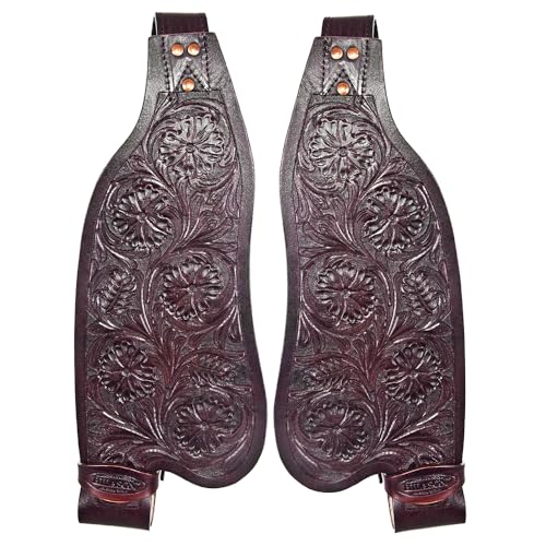 HILASON Tan Leather Saddle Fender Pair with Hobble Strap - color: DARK BROWN