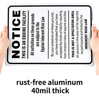 Equine Liability Sign, Statute Horse Barn Stable Farm Sign,- 10"x 14" - .040 Rust Free Aluminum – Reflective, UV Protected and Weatherproof (Pack of 2) - size: 14'' x 10'' (Pack of 2)