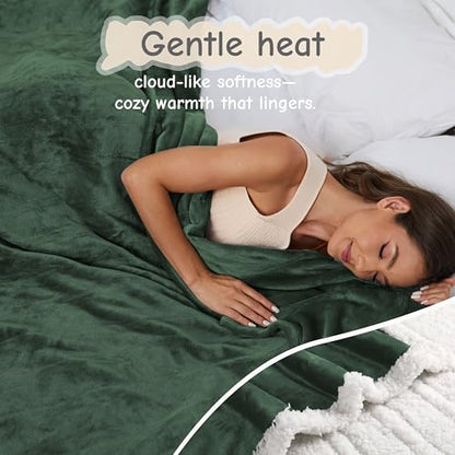 Soypipo Electric Heated Blanket 72"x84", 9 Heat Settings 10-Hour Auto-Off - color: 08-dark Green, size: Full 72"x84"