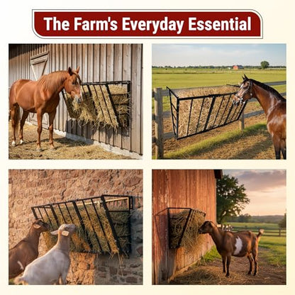 FEBTECH 36 Gallon Hay Feeder Wall Mount, Heavy-Duty Steel Horse Hay Feeders