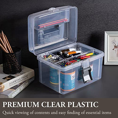 MyGift Clear First Aid Kit Box with Tray, Portable Medicine Storage - color: Gray