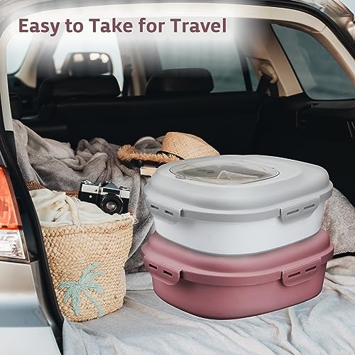 Komzon Rice Storage Bin Cereal Containers, 13-50lb Collapsible Rice Container Dispenser with Transparent Lid, Rolling Wheels, Measuring Cup and Scoop, Airtight Dog Cat Pet Food Storage Container Pink - color: Pink