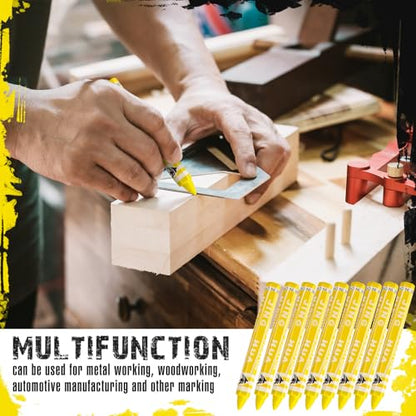 MotiMind 120 Pcs Industrial Lumber Crayons Bulk Wax Tire Marker Construction Marker for Craft Detailed Marking on Lumber Metal Carton Ceramics Concrete Glass Plastic 4.45" x 0.43" (Yellow) - color: Yellow