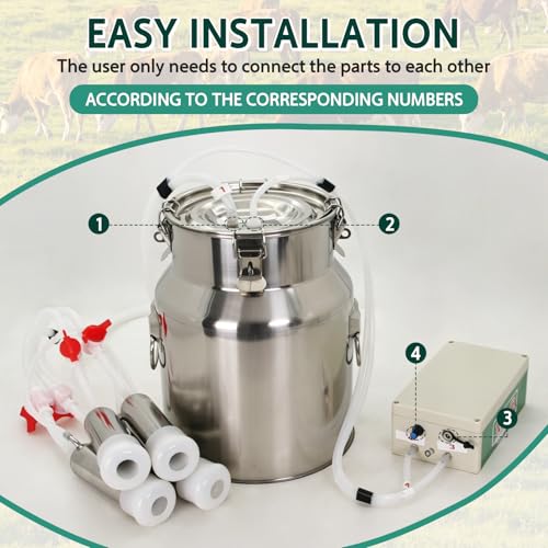 14L High Power Cow Milking Machine Portable Rechargeable Pulse & Vacuum - size: 14L High Power Cow Electric Milker