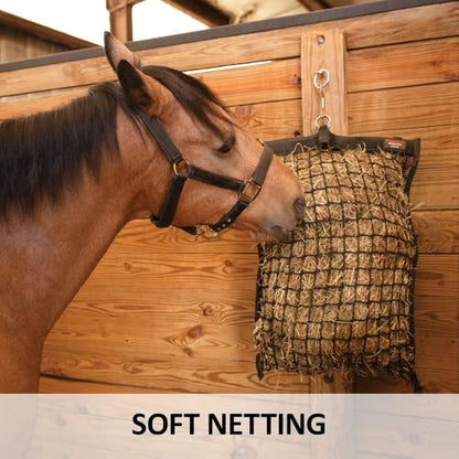 Schneiders Easy-Open Knotless 1.25" Slow Feed Hay Net for Horses | Top Rim Stays Open Filling | Gentle Poly Netting | Holds 2 to 4 Flakes of Hay - size: 2 Flakes