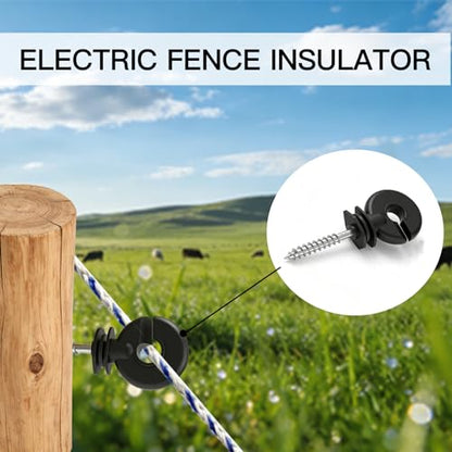 100-Pack Wood Post Screw-in Electric Fence Ring Insulators with Tool