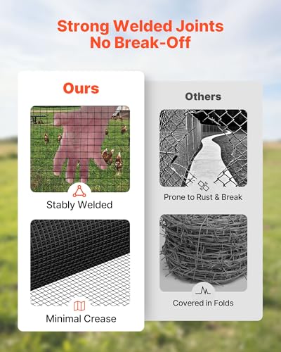 VEVOR Hardware Cloth 60 in x 100 ft, 1/2 in 19 Gauge Galvanized Wire Mesh Roll, Weather-Resistant Vinyl Coated Chicken Wire Fencing, Heavy Duty Welded Garden Plant Fencing for Rabbit Cage Snake Fence - size: 60in*100ft