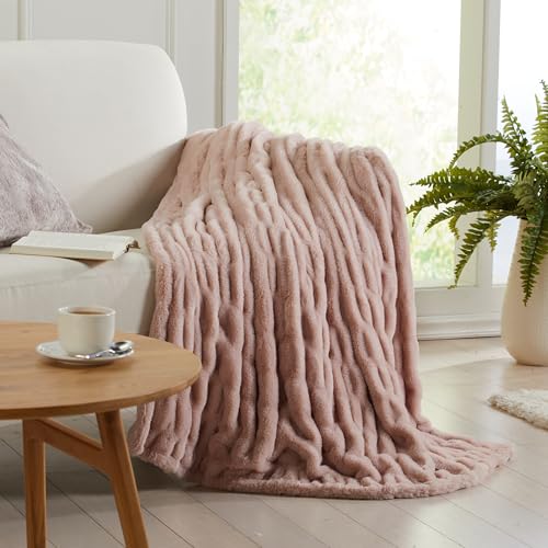 Springtree Home Luxury Micro Plush Throw Blanket | Thick Faux Fur | Pink | Lily Collection | 60" x 70" | Pink Blanket | Ultra Plush - color: Pale Pink, size: 60" x 70" (Large)