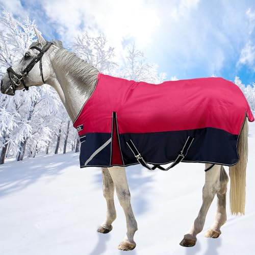 1200D Winter Horse Blanket,300g Fill,Red/Blue 69'' - color: Red/Blue 300g Fill, size: 69''