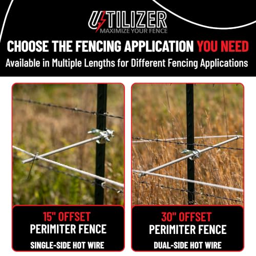 Utilizer Electric Fence Extension Stand-Off Kit – 1/16 Mile T-Post Bundle - size: 15"Rods - 1/16 Mile