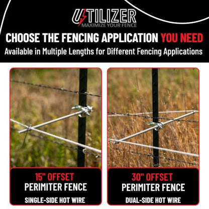 Utilizer Electric Fence Extension Stand-Off Kit – 1/16 Mile T-Post Bundle - size: 15"Rods - 1/16 Mile