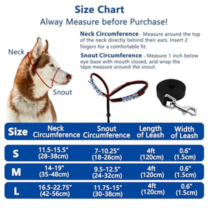 BARKELSS Gentle Dog Head Collar, Adjustable Padded Dog Halter | Dog Halter to Stop Pulling, Soft and Safety Control on Walks, Includes 1 Leash, Training Guide for Breeds - size: L