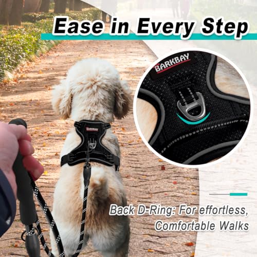 BARKBAY Dog Harness for Small Sized Dog No Pull Mesh 2 Clips Dog Vest - color: Black-Mesh, size: X-Small