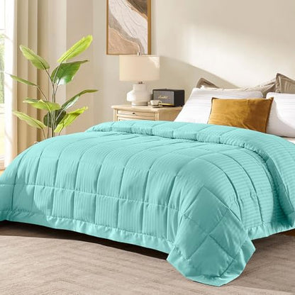 downluxe King Size Blanket with Satin Trim, Lightweight Down Alternative King Blanket for All Season, Machine Washable (Mint Green, 108 x 90 Inch) - color: Mint Green, size: King