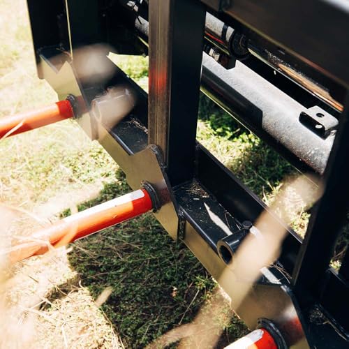 Titan Attachments HD Skid Steer Hay Frame Attachment, Three 39" Hay Spears, Rated 4,000 LB, Quick Tach Mounting, Hay Handing Equipment for Bobcat Tractors