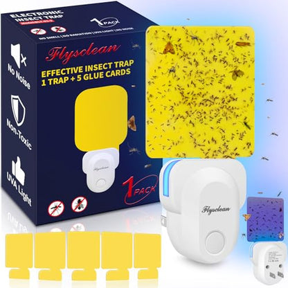 Flying Insect Trap Plug-in, Indoor Mosquito & Gnat Killer - color: bright white, size: 1 device + 5 refills