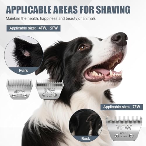 3Pack Dog Grooming Wide Blade,Detachable Pet Dog Grooming Blades,Compatible with Andis,Oster A5,Wahl km10 Clippers.（4FW+5FW+7FW） - color: 4+5+7FW