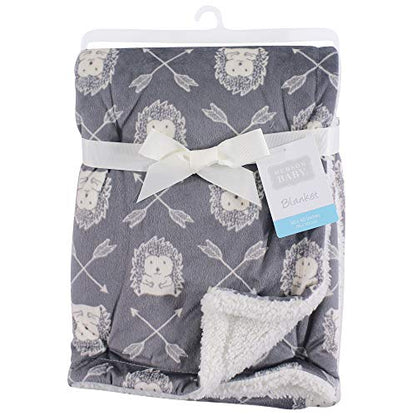 Hudson Baby Unisex Baby Plush Mink and Sherpa Blanket, Hedgehog, One Size - color: Hedgehog, size: One Size