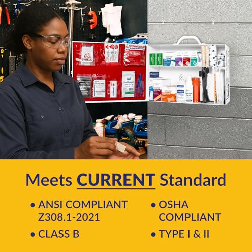 MFASCO First Aid Cabinet ANSI OSHA Class B 2 Shelf Metal Box 226 Pieces - size: 2 Shelf, style: Standard ANSI/OSHA