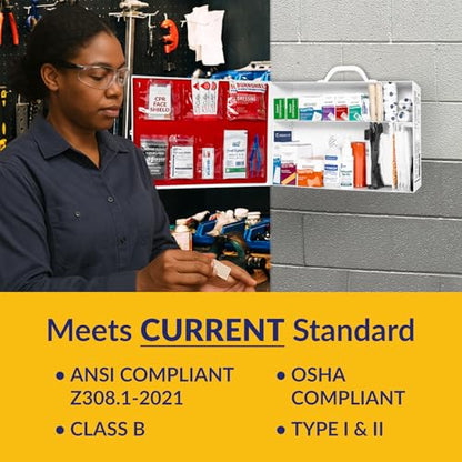 MFASCO First Aid Cabinet ANSI OSHA Class B 2 Shelf Metal Box 226 Pieces - size: 2 Shelf, style: Standard ANSI/OSHA