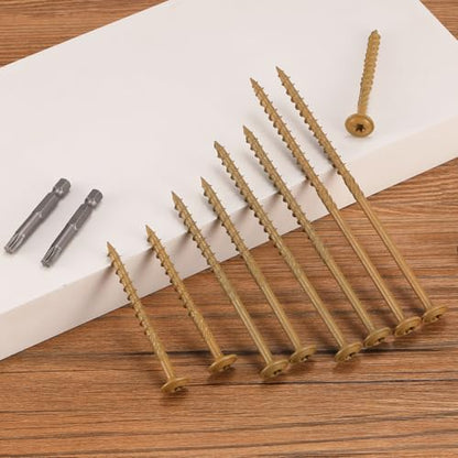 #14 x 5 Inch Lag Screws (114Pcs) 4lb. Structural Wood Screw, Bronze, Carbon Steel, Washer Head, Rust Resistant epoxy Coated, T30 Star Bit - color: Bronze, size: #14 x 5"