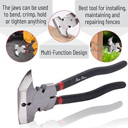 Bates - Multi-Plier Fence Tool, 10.8", Nail & Staple Puller, Cutting Pliers | Multi Function Tool for Fence Repair Nail Removal Staple Pulling Wire Cutting Construction Carpentry Gardening Use - color: Black, size: 1 Pack
