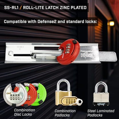 Roll-Lite Original Zinc Platted Latch, 9-1/2" × 2-1/4", 2-Bolt, Universal fit for Flat & Corrugated Doors - size: SS-RL1
