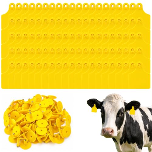 Okllen Set of 100 Blank Cattle Ear Tags, Large Livestock Ear Tag