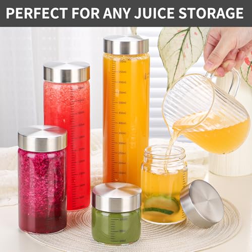 CWHHRN 8 Oz Glass Bottles with Lid, 2 Pack | BPA Free Leakproof Borosilicate Glass Bottles, Ideal for Beverage, Protein Shakes and Food Storage