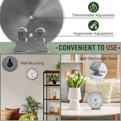 Indoor Outdoor Thermometer Hygrometer, Large Dial
