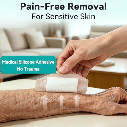 Dimora Silicone Foam Dressing with Border 20 Pack Adhesive 4"x4" Waterproof Wound Dressing Bandage for Wound Care