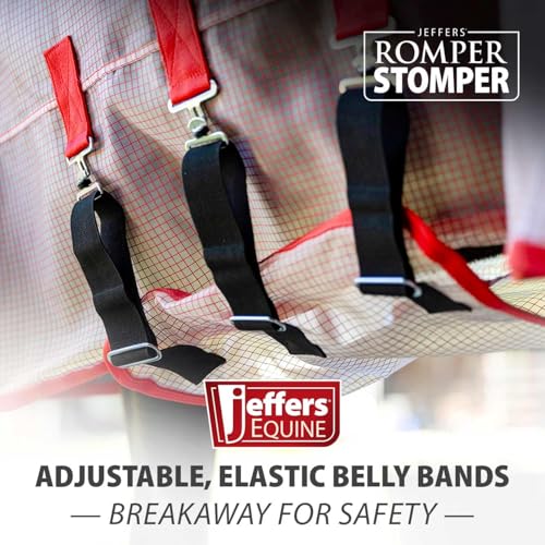Jeffers Romper Stomper Ripstop Fly Sheet for Horses with Detachable Neck Cover & Belly Flap, 81" - Breathable Lightweight, Horse Tack for Summer Turnout, UV & Fly Protection Sheet - Grey & Red - size: 81"