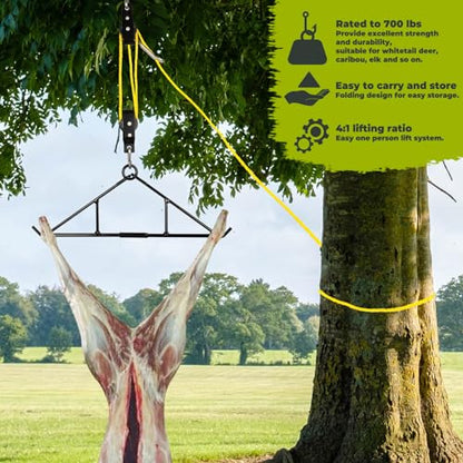 Highwild Game Hoist Gambrel & Deer Hanger Kit, 700 LB Deer Hoist