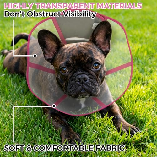 Adjustable Dog Cone Collar for Recovery - color: Rose Red, size: Small