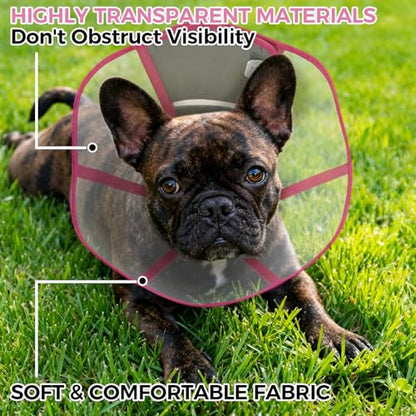 Adjustable Dog Cone Collar for Recovery - color: Rose Red, size: Small