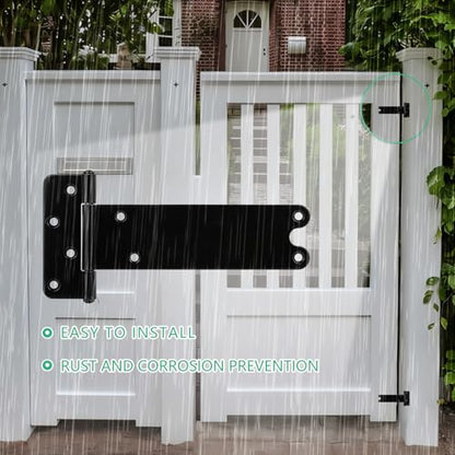 8 in T-Strap Shed Door Hinges 300 Lbs Capacity,4 Pack Heavy Duty Gate Hinge - color: Black, size: 8 in -4 pcs