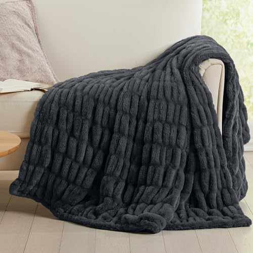 Springtree Home Luxury Micro Plush Throw Blanket | Thick Faux Fur | Black | Lily Collection | 50" x 60" | Black Blanket | Ultra Plush - color: Caviar, size: 50" x 60" (Medium)