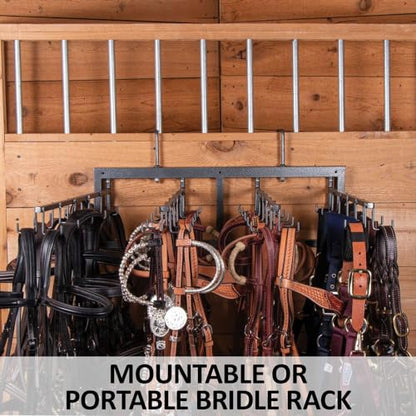 EASY-UP Pro Series Swivel 40 Hook Bridle Rack | High-Capacity, Durable & Accessible Horse Tack Organizer | Mountable or Portable
