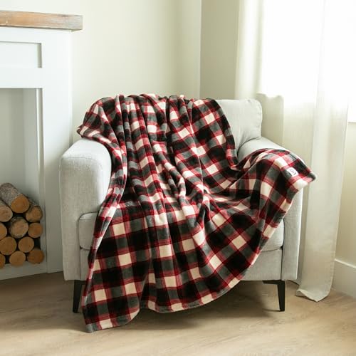 Lazy One Soft Cloud Fleece Throw Blanket – Cozy Polyester Blanket 50" x 70" – Warm, Lightweight Fleece Throw for Bed, Couch, or Sofa (Black Plaid) - color: Black Plaid