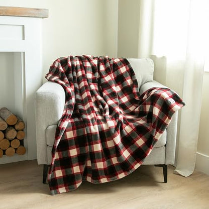 Lazy One Soft Cloud Fleece Throw Blanket – Cozy Polyester Blanket 50" x 70" – Warm, Lightweight Fleece Throw for Bed, Couch, or Sofa (Black Plaid) - color: Black Plaid