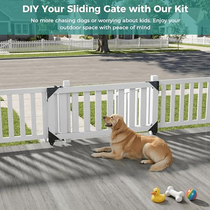 Sliding Gate Hardware Kit, Anti-Sag Wooden Gate Corner Bracket & Roll Wheel