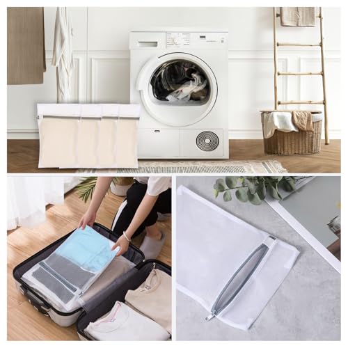 4Pcs Mesh Laundry Bags for Delicates, Mini Durable Lingerie Bags for Washing Delicates Machine for Underwear, Socks, Baby Clothes, Travel Organiser, Dirty Garment