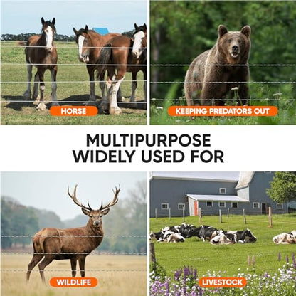 Solar Electric Fence Charger 5 Mile - Solar Powered Energizer for Livestock - Low Impedance Solar Fencer Battery Powered
