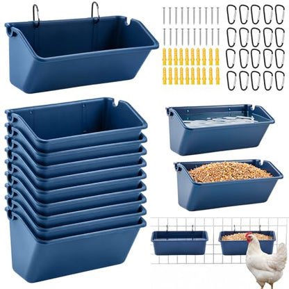 Wenqik 10 Pack Chicken Feeder,5 Quart Hanging Goat Waterer,Dark Blue - color: Dark Blue