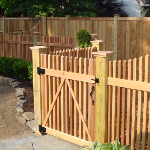 Fence Gate Hardware Kit, 3-1/2" Heavy Duty Gate Hinges, Latch and Handle