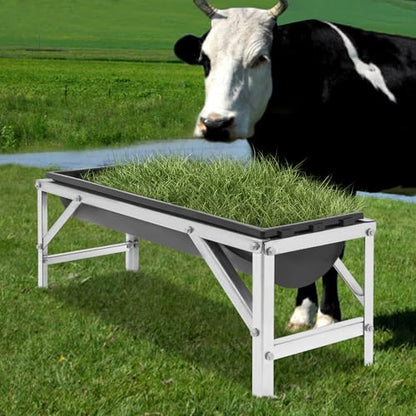 Livestock Feed Trough with Stand, 35L/9.25Gal Capacity Livestock Water Trough with Triangular-Structure Stand 39" Long Portable Farm Animal Feeder for Calves, Pigs, Sheep and Horses (Black) - color: Black